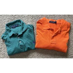 Lot Of 2 Polo Ralph Lauren Green/Orange XXL Men's Polo Shirts